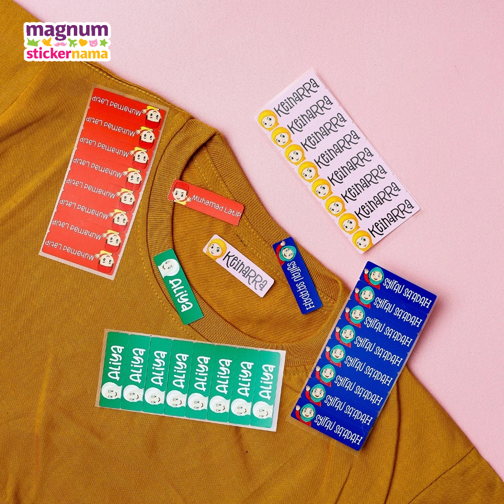 

Stiker Nama Baju Setrika Gambar Anak Muslim, Bahan Polyflex Lebih Tahan Lama