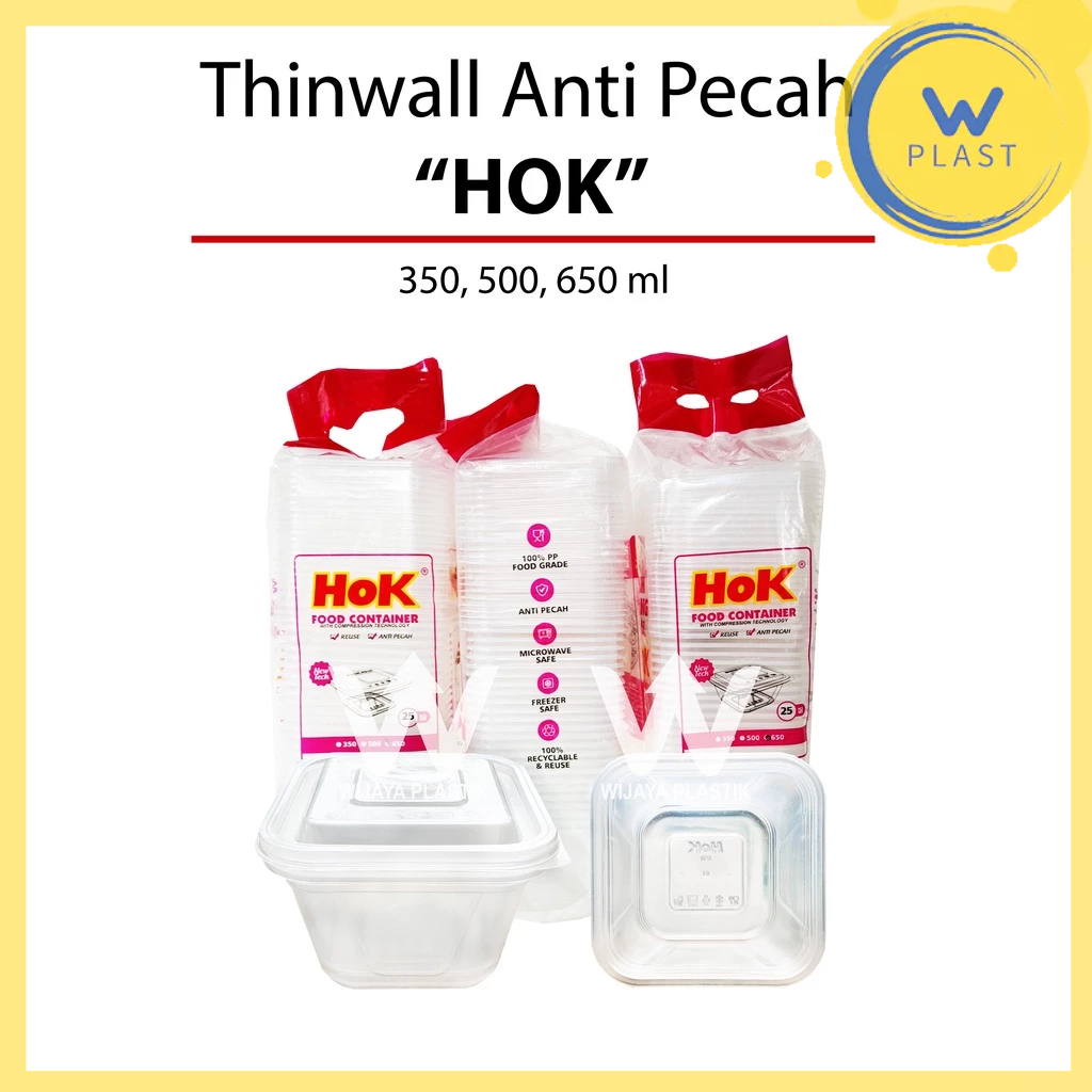 Aneka Thinwall ( 350 500 600 650 750 ml ) SQUARE [Hok/Klir] --- 25 pcs @Pack | 350ml 500ml 650ml hok