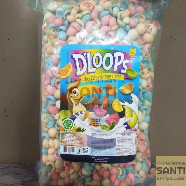 

D'Loops Dloops | Choco Chips Choco Crunch Rice Puff Fruity Rasa Buah | 1 Kg