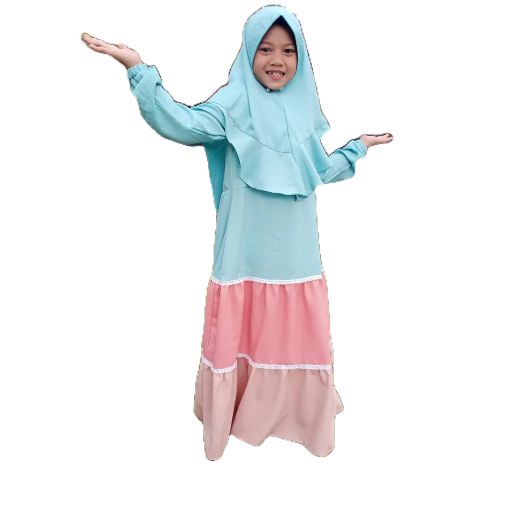 Gamis terlaris Set Hijab Syar'i Anak Varian Warna Biru Wardah