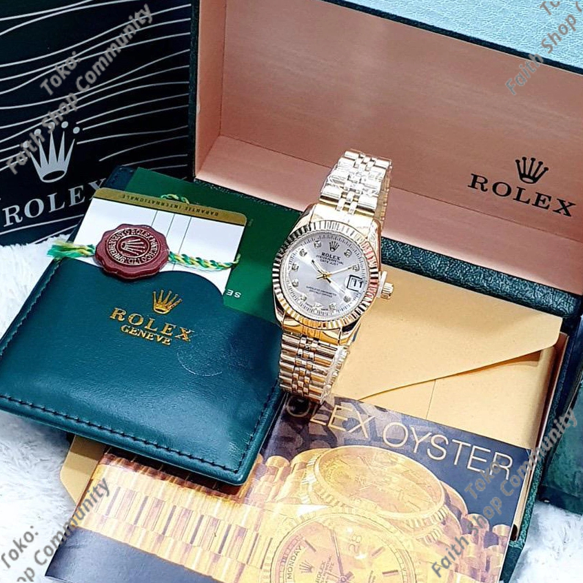 Best.. Jam Wanita Rolek | Jam Tangan Cewe Rolex Mini | Jam Paket Komplit Box Rolex Original + Paper 