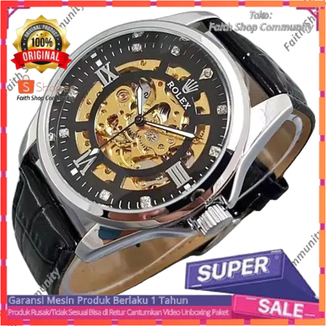 Rolex Automatic Tali Kulit | Jam Tangan Rolex Pria Otomatis Tanpa Baterai | Jam Pria Terbaru