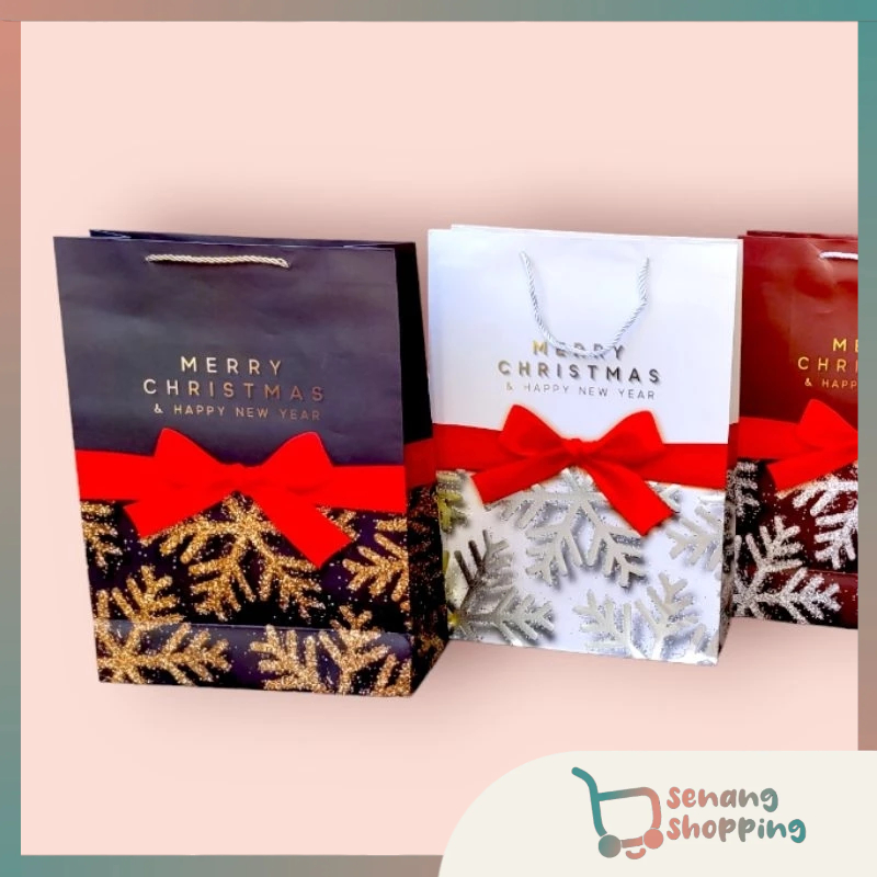 

PAPERBAG tas hampers natal /TAS JINJING MERRY CHRISTMAS/TAS KADO NATAL/TAS SOUVENIR NATAL