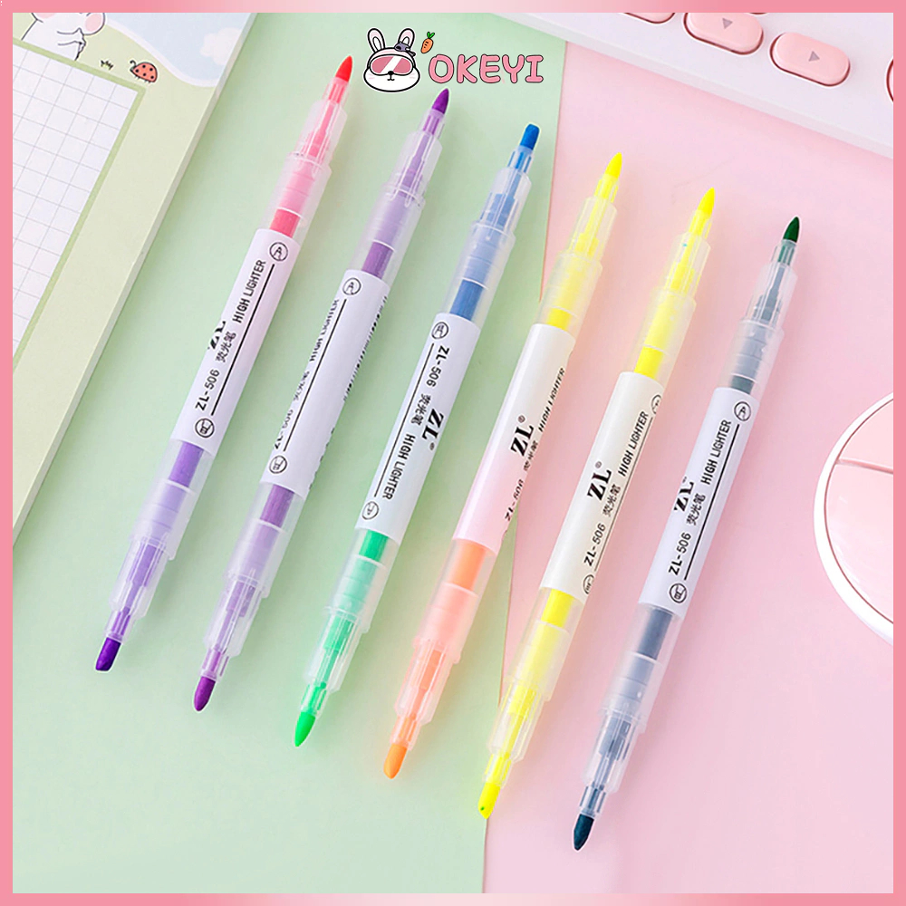 

OKEYI Stabilo 6 Warna pulpen warna-warni Double Tip Highlighter Pen