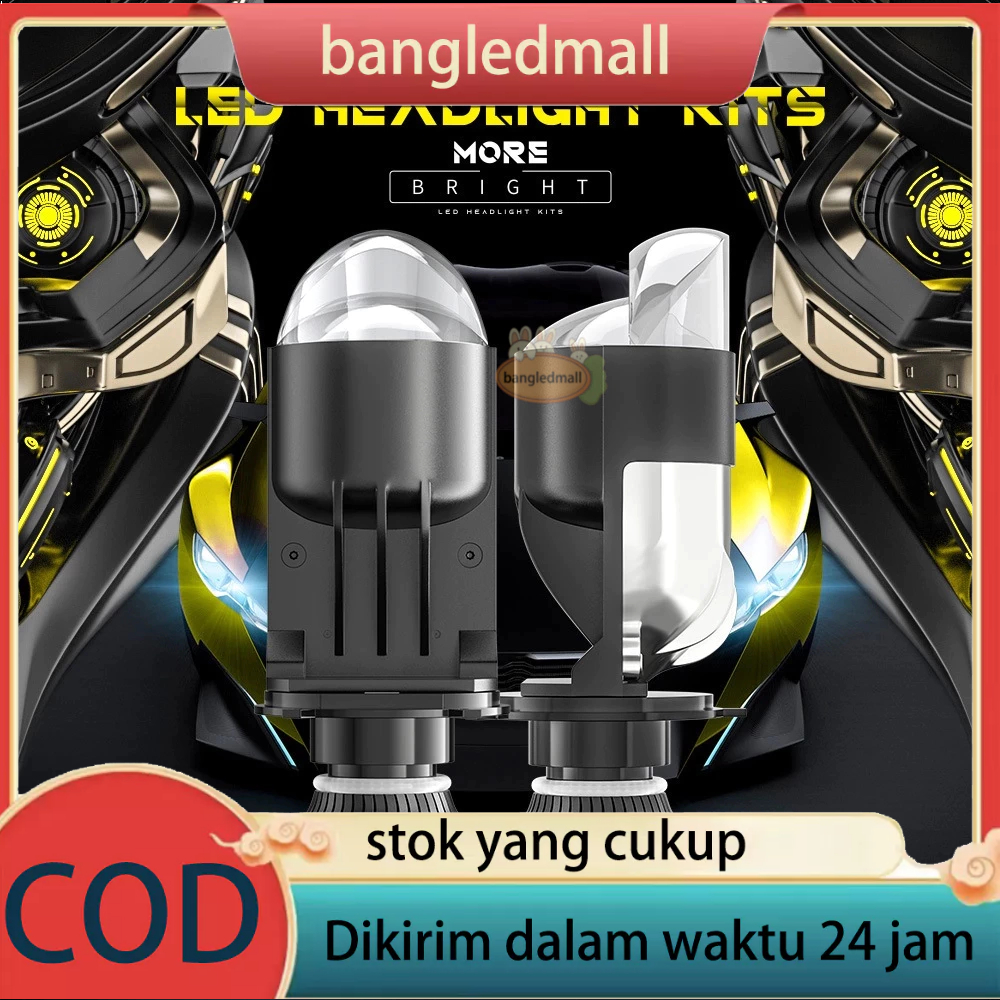 Lampu utama led rtd m01x mini projector h4 projie cut off motor mobil