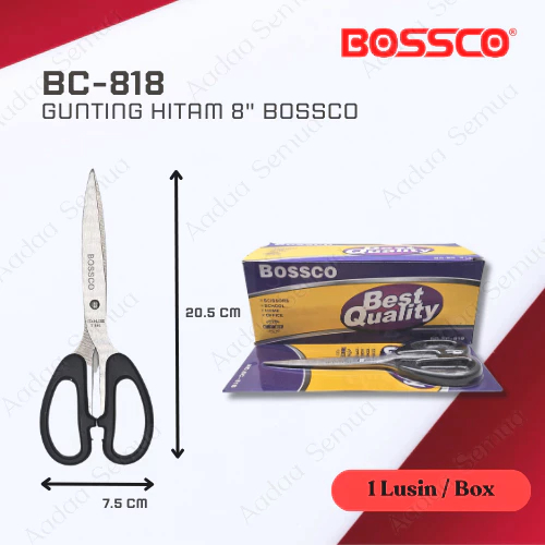 

Gunting Kertas/Pemotong Kertas Besar Hitam Stainless BOSSCO (1 Box isi 12 PCS)