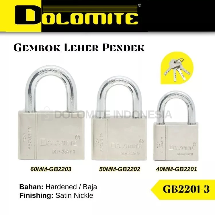 Dolomite Gembok Pintu Leher Pendek 60-50-40mm GB2201-3