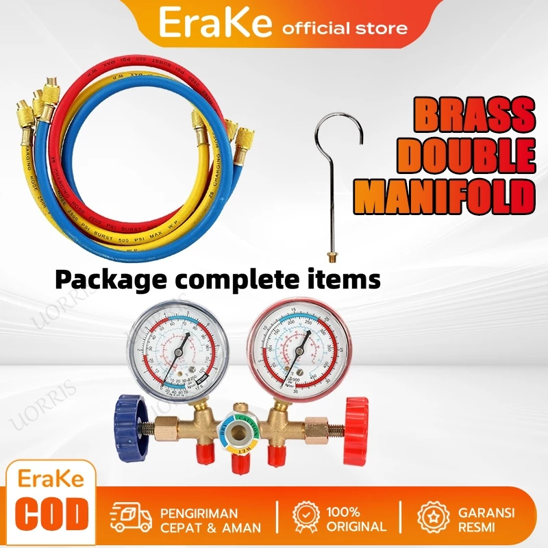 BRASS DOUBLE MANIFOLD MULTI ONE COOL PENGISIAN GAS DINGIN AC MOBIL AC KULKAS AC RUMAH