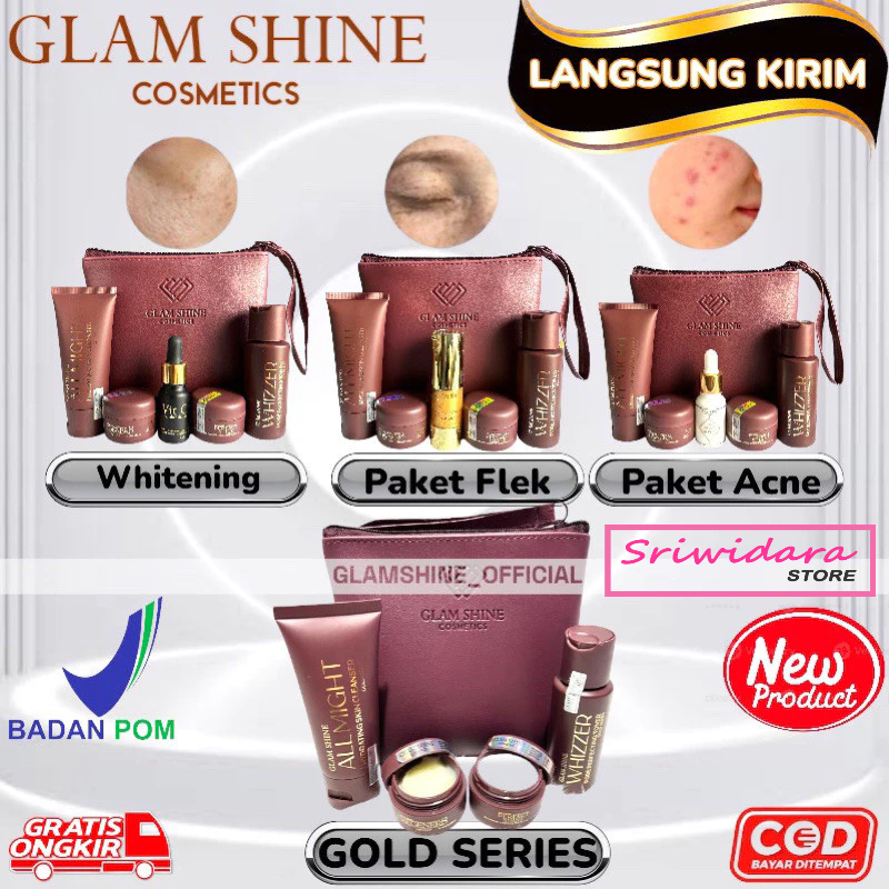 Glamshine Paket Basic Korea Gold Whitening Flek Acne Series Glamshineofficial Glam shine Skincare