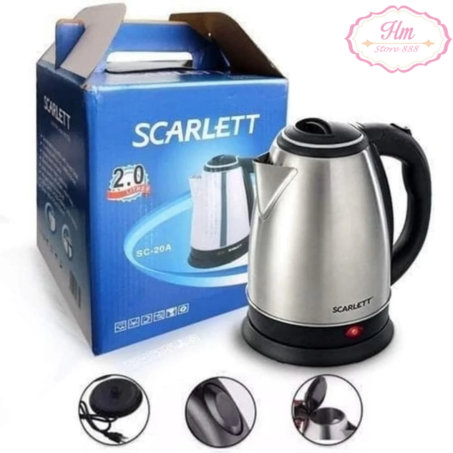 HM - Teko Listrik 2 Liter Scarlett Teko Kettle Electrik Pemanas Air Otomatis Kapasitas 2 Liter