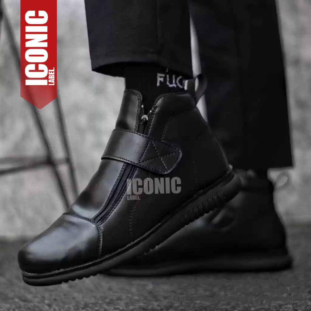 Sepatu Boots Resleting HItam Pantofel Kerja Pria