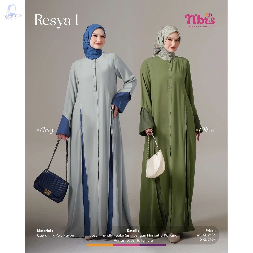 NIBRAS | Gamis Wanita Terbaru Resya 1 Dress Muslim By Nibras