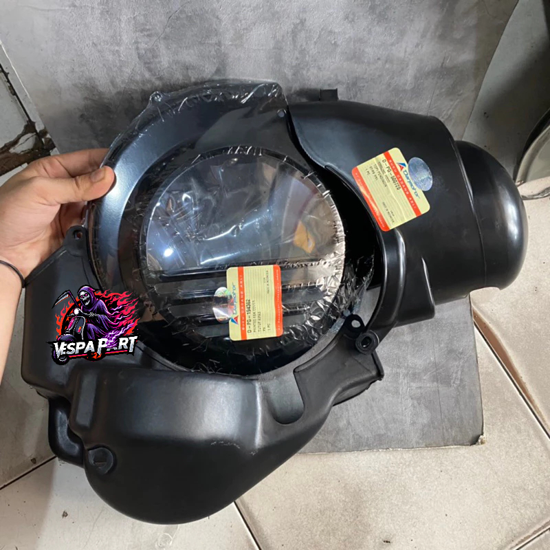 PAKET Cover Blok Tutup Kipas Bawah Mesin Magnet Danmotor Vespa Super Sprint Px Ps Exclusive Excel