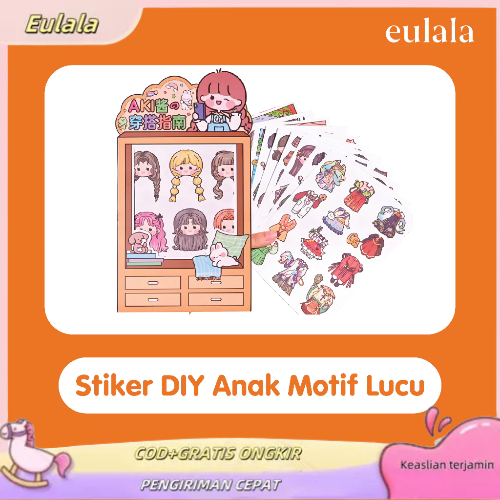 

Eulala Stiker DIY Fashion Ganti Baju Sticker Dress Up Book Lucu Korean Stiker Dress Up