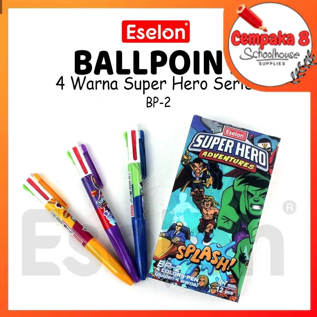 

ESELON 1buah Pulpen Cetek 4 Warna SUPER HERO BP-2 / Pulpen Cetek 4 WARNA RANDOM - UTI0533