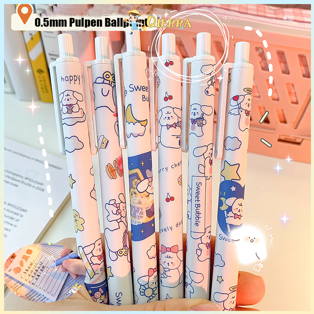 

Qierra 6Pcs Pulpen Mekanik Gel Motif Lucu Bolpen Gel Karakter Ballpoint Pelpen Gel Mekanik
