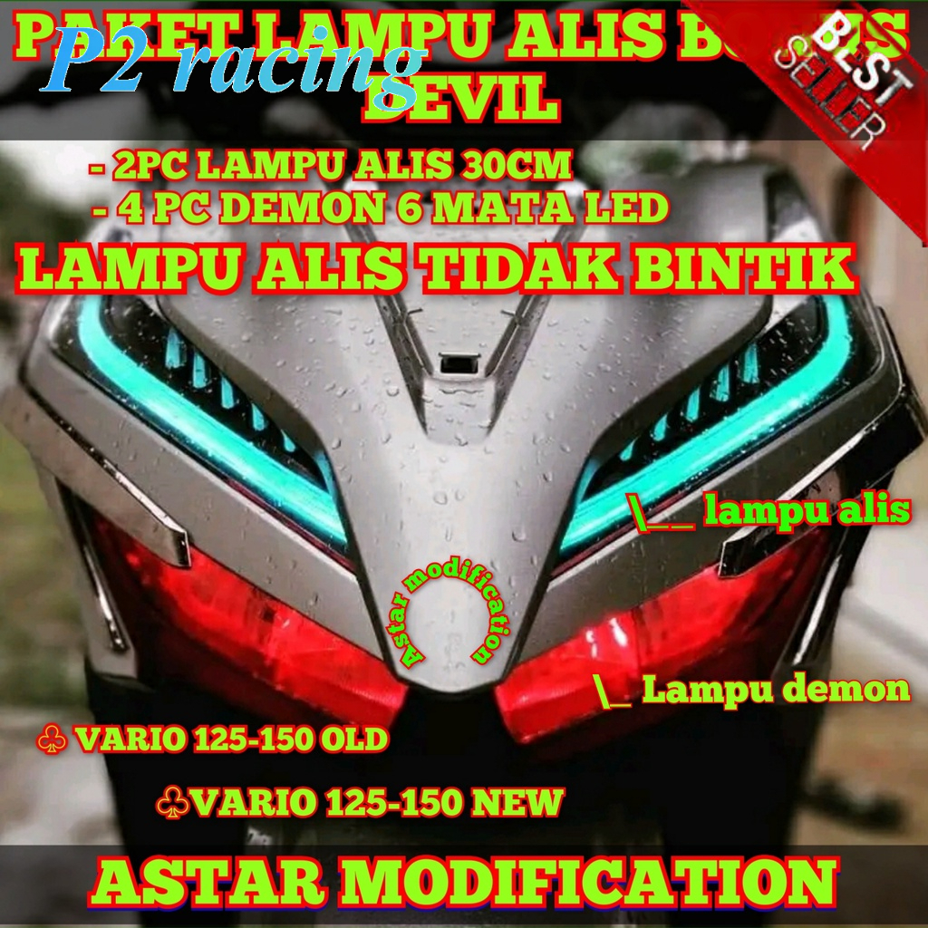 PAKET HEMAT-PAKETAN Lampu alis MOTOR bonus demon-devil HONDA VARIO (2PC ALIS  30CM + BONUS DEMON)