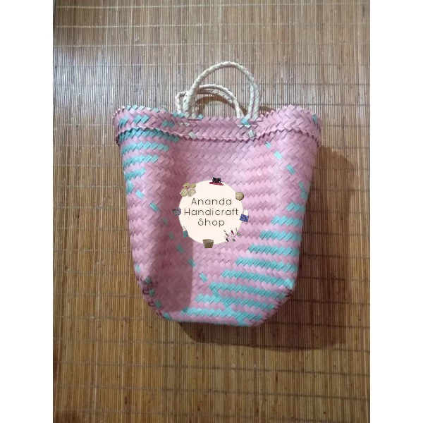 tas kambuik anyam jinjing plastik, tas tentengan untuk ke pasar, tas hampers