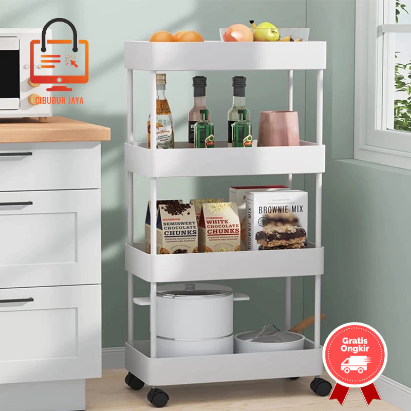 CIBUBUR JAYA RAK BUMBU DAPUR SAYUR TROLI DORONG TROLEY TINGKAT RAK RODA SALON RAK KAMAR MANDI HRK503