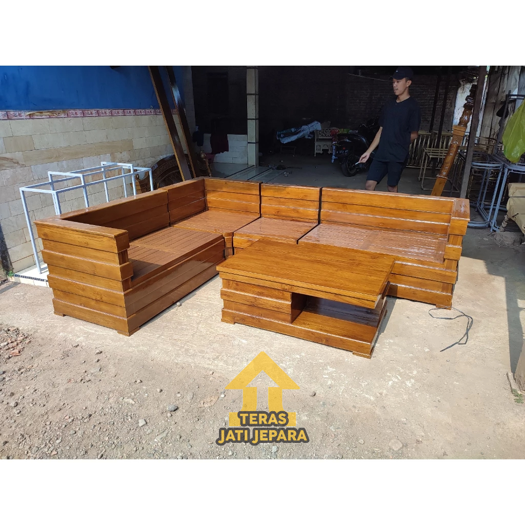 kursi sudut box / kursi tamu / kursi kayu jati