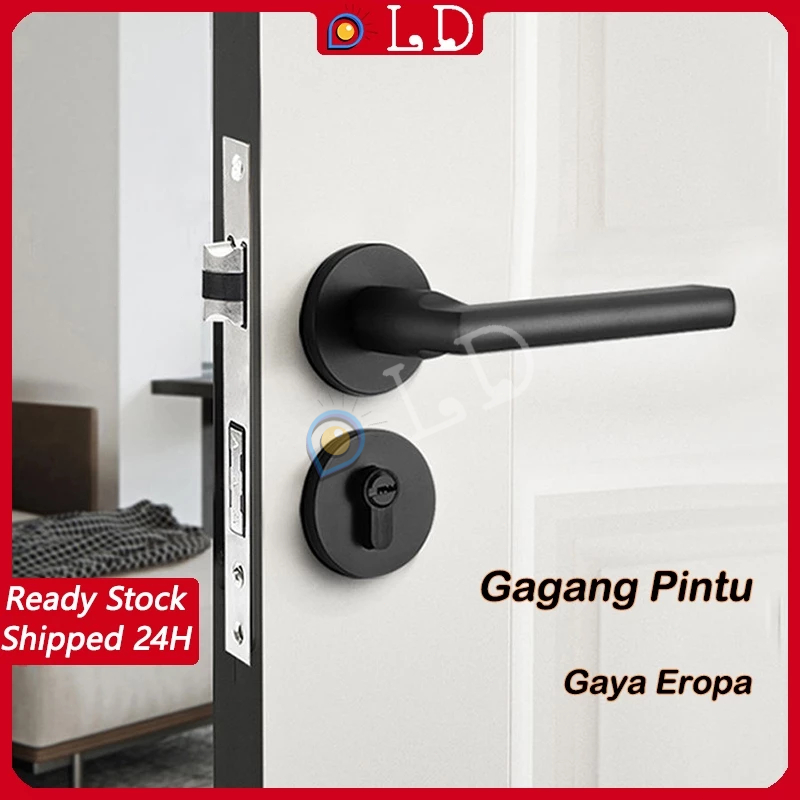 [COD] Gagang Pintu Gaya Eropa Hitam Full Set / Kunci Pintu Premium Door lock / Gagang Pintu 1 Set