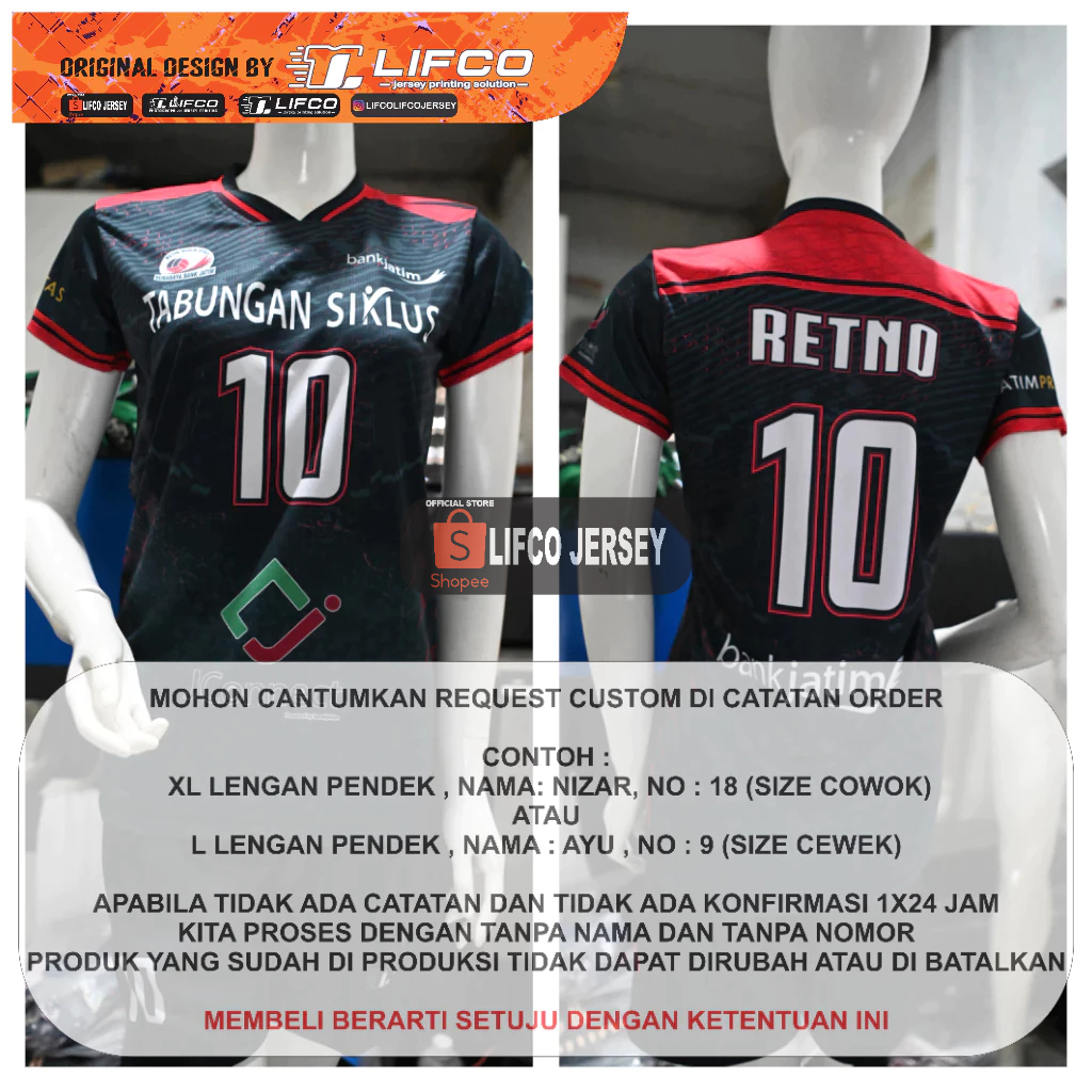 CUSTOM ORIGINAL LIFCO JATIM SERIES CEWEK ORIGINAL DESAIN ATASAN SAJA (FREE REQUEST NAMA NOMOR UKURAN