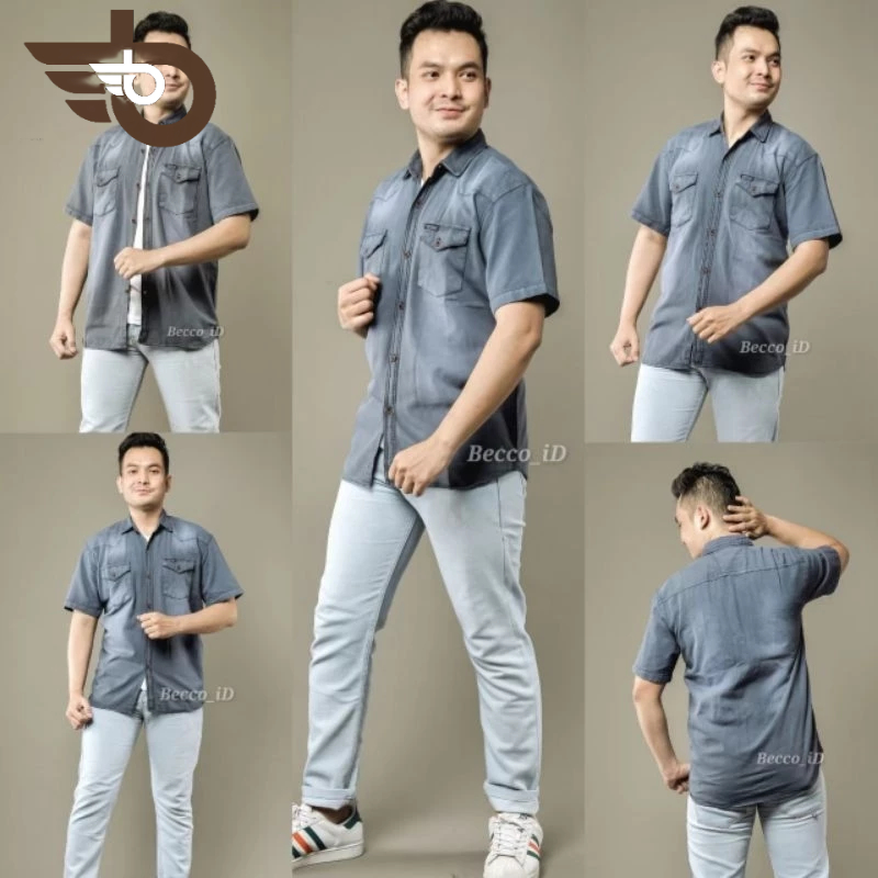 SEMESTA - Kemeja Denim pendek kemeja lengan pendek kemeja pria levis kemeja levis pendek