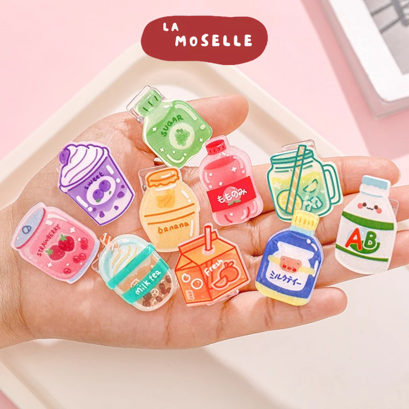 

La Moselle - [SK192] Clip penjepit kertas bentuk minuman korea lucu bahan pvc kartun paper clip mini multi fungsi /klip kertas