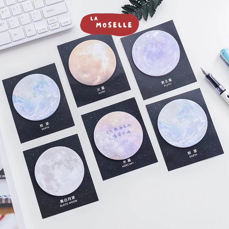 

La Moselle - [SK26] Sticky note isi 30 lembar memo catatan kecil bentuk galaxy planet bulat