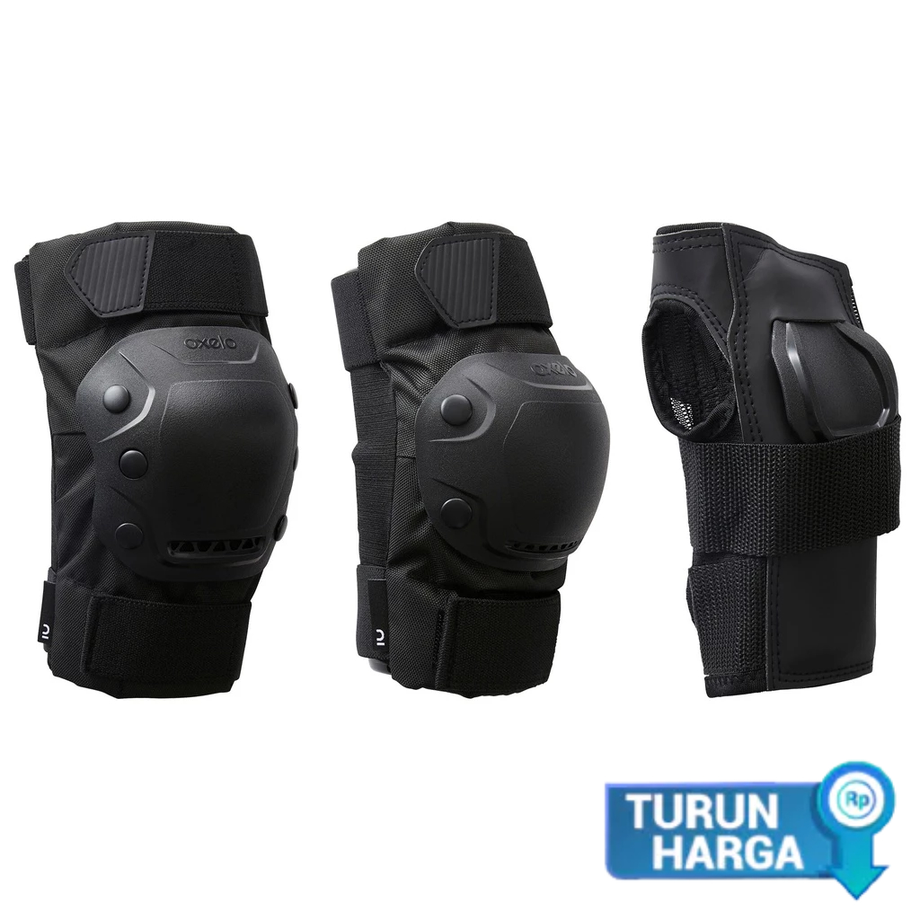 Decathlon OXELO Set Pelindung Sepatu Roda Dewasa 2 x 3-Piece Fit500 - Hitam - 8784956