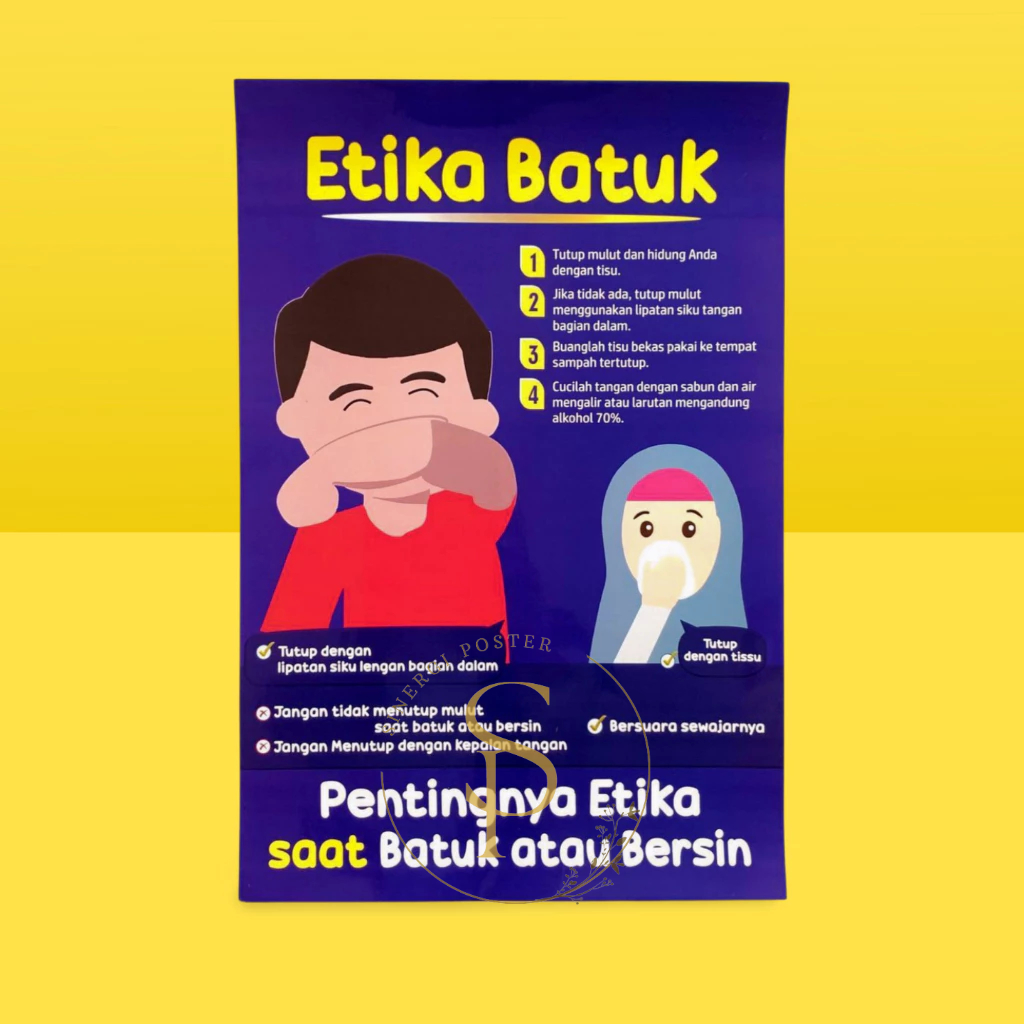 

Stiker Pentingnya etika batuk bersin | Stiker Laminating Glossy Waterproof Peraturan Kesehatan