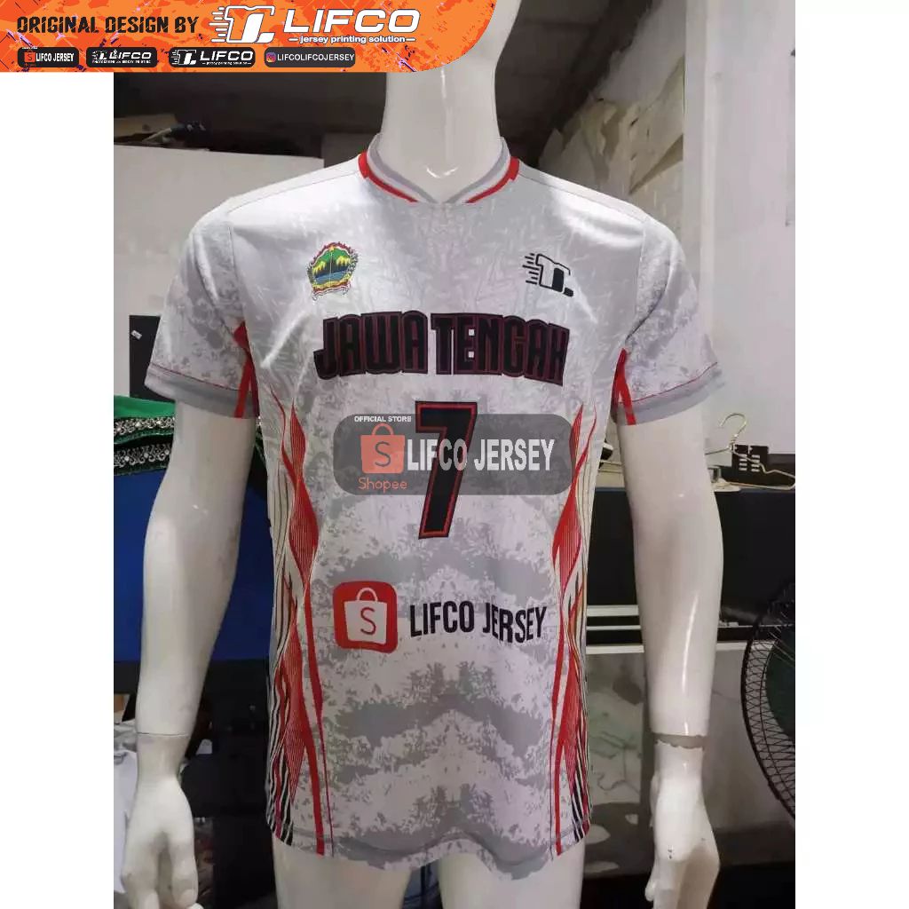 READY STOCK JERSEY VOLLEY BALL ORIGINAL LIFCO PRAPON JAWA TENGAH COWOK PUTIH SERIES (TIDAK BISA CUST