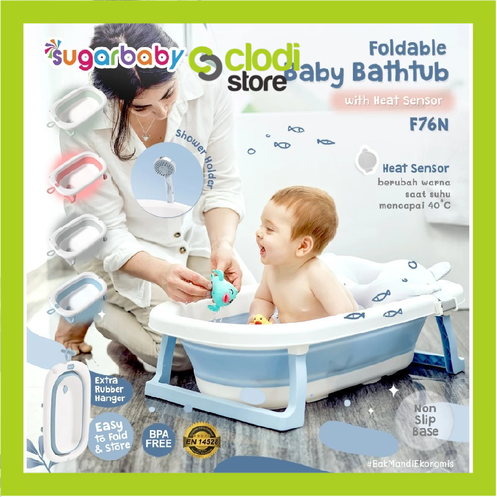 Sugar Baby Bak Mandi Bayi Foldable Baby Bathtub dengan Sensor Panas / Bantal Mandi Bayi peralatan ma