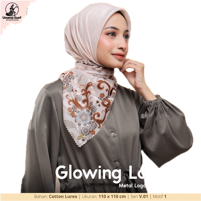 [PART 1] HIJAB SEGIEMPAT MOTIF GLOWING LC METAL LOGO UMAMA
