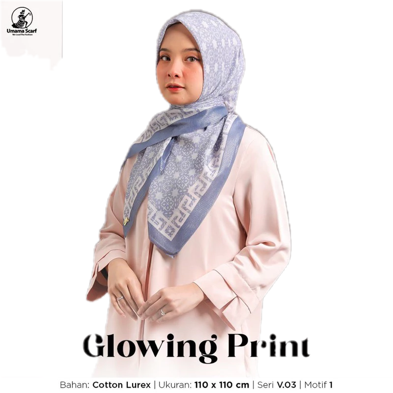V.03 & V.04 SEGIEMPAT MOTIF GLOWING PRINT ICON LC METAL LOGO UMAMA SCARF