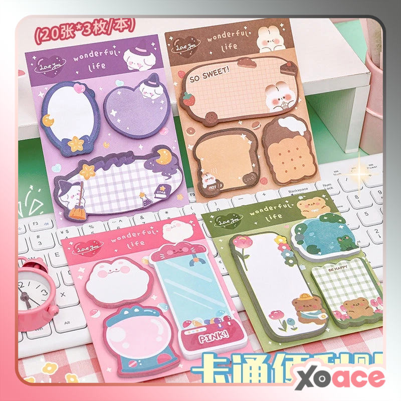 

Sticky Notes Set 3 Pcs Catatan Kecil Mini Memo Pad Lucu Motif Karakter Lucu