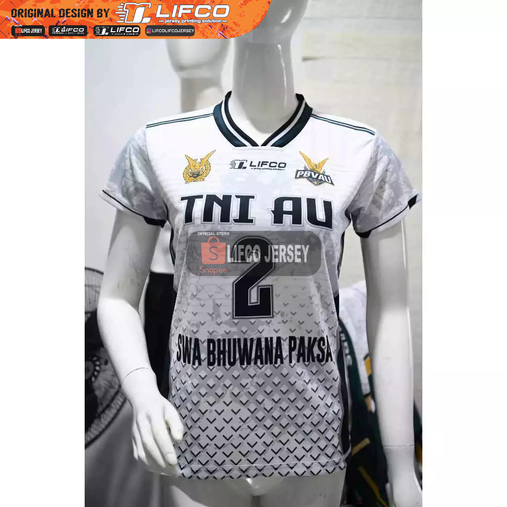 READY STOCK JERSEY VOLLEY BALL ORIGINAL LIFCO LIVOLI TNI AU WHITE SERIES CEWEK(TIDAK BISA CUSTOM NAMA)