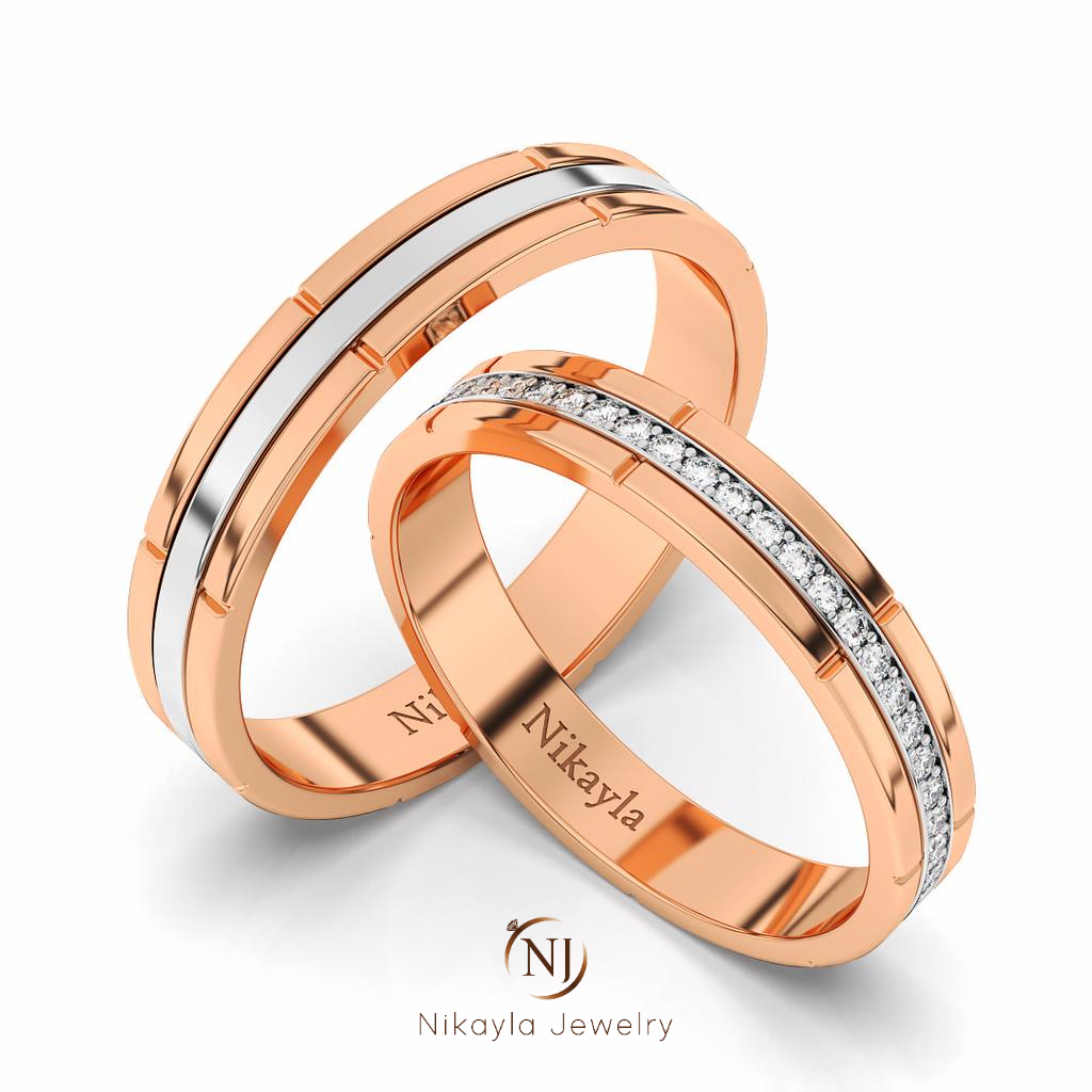 Nikayla Jewelry - Cincin Emas Furry Center 18K - Couple Rings