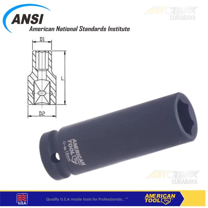Mata socket 3/4"DR Impact panjang 36mm 6PT American Tool 8958110 TERMURAH
