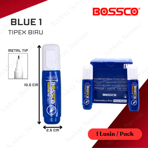 

Correction Pen BOSSCO Botol Biru/Tipex Cair BOSSCO/Stipo Cair/Correction Fluid/Tip-ex Biru BOSSCO