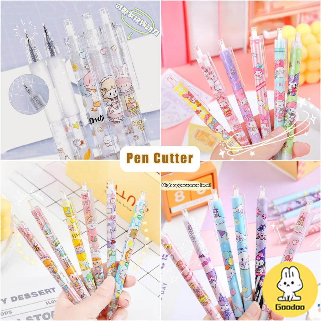 

COD Pen Cutter/Cutter stiker/Pulpen Pisau Pen Cutter Mini Pena yang Dapat Ditarik Pemotong Kertas Portabel Lucu Pemotong Seni Kartun DOO