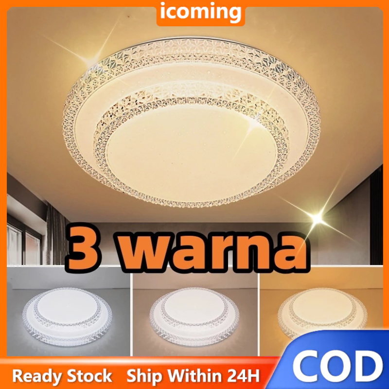 lampu plafon minimalis moder rumah lampu downlight pvc plafon led 3 Warna Ceiling Lights Jarak Jauh 