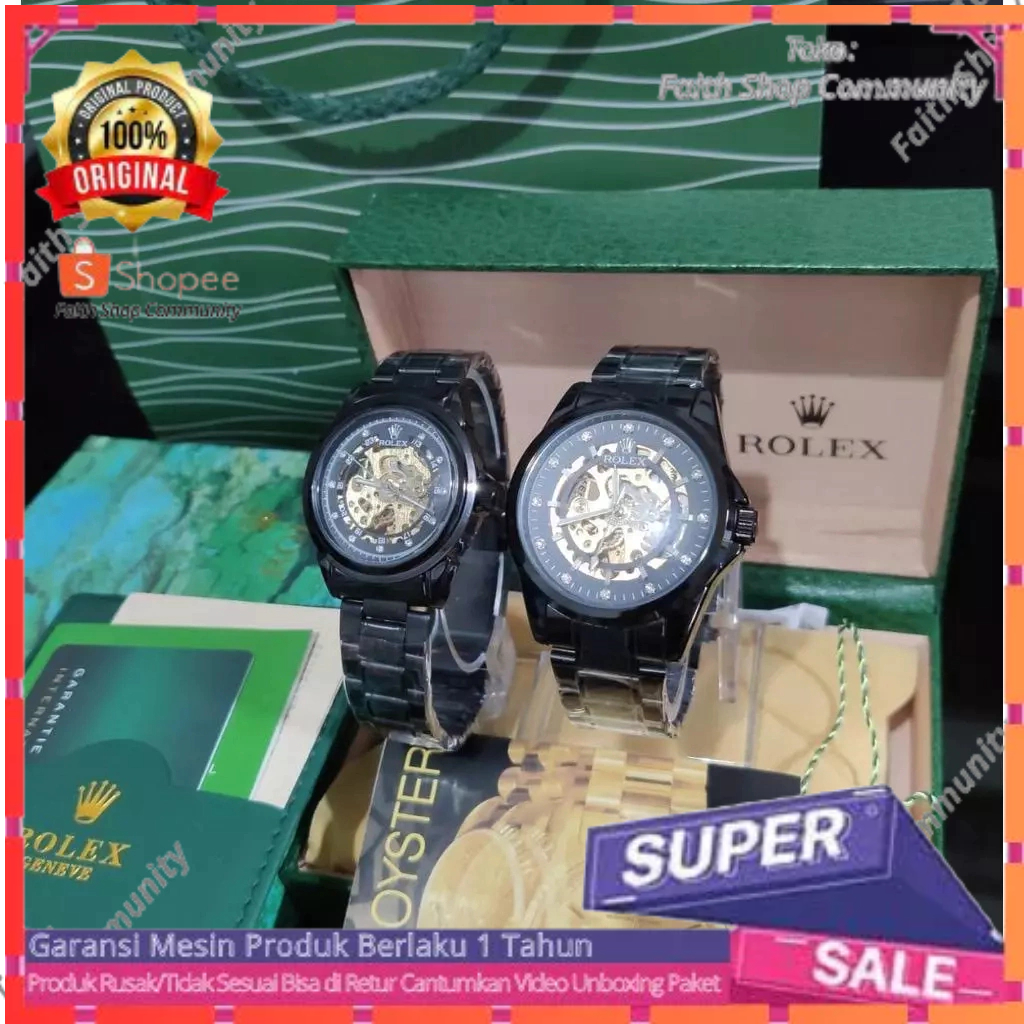 Jam rolex pria wanita automatic / Jam rolex couple automatic / pasangan Full set Box Rolex Original 