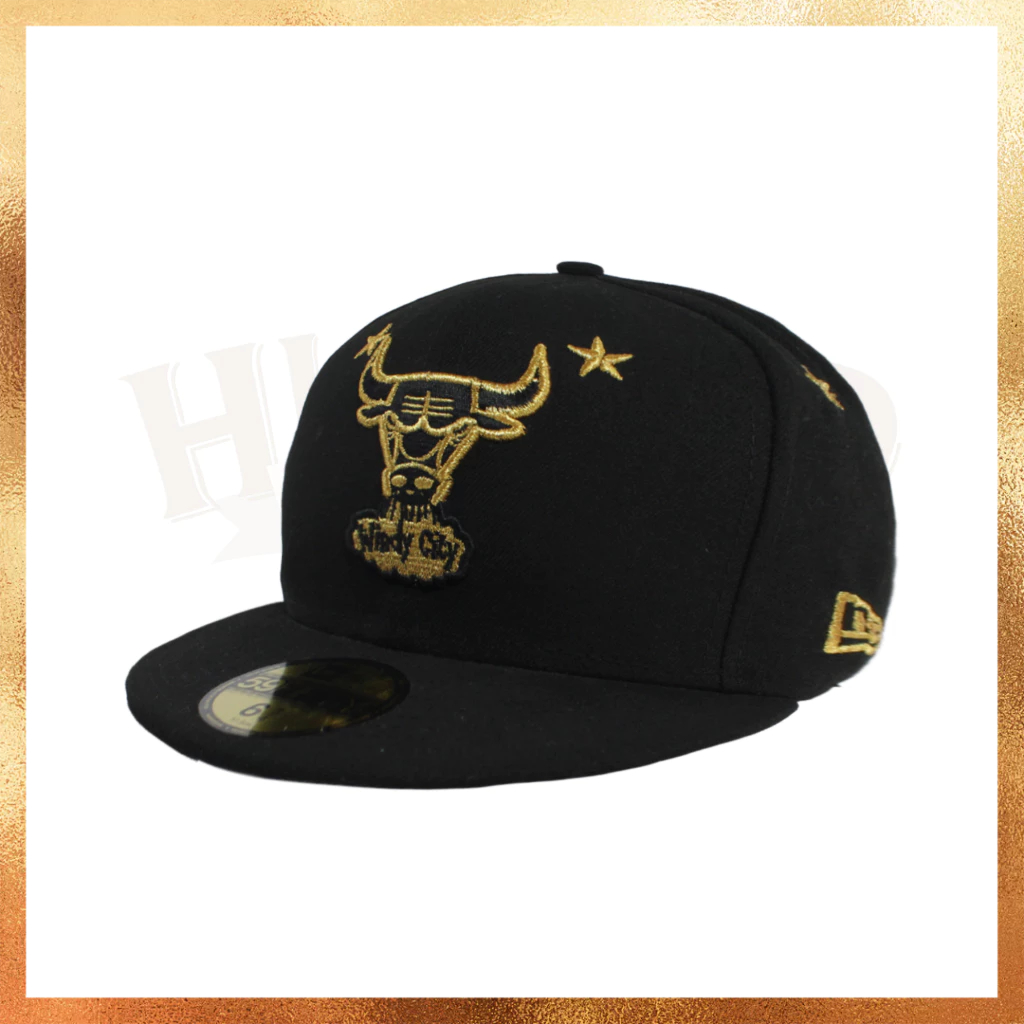Topi New Era Chicago Bulls HWC Black Gold 59FIFTY Hat Original