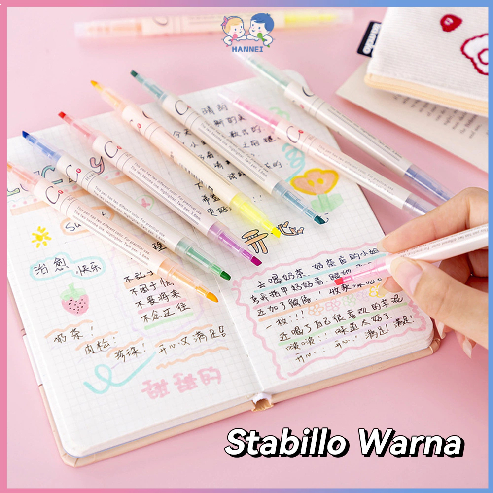 

Hannei 1 Set 6pcs Stabilo Warna Warni Warni / Stabilo 6 Sampai 12 Warna/ Highlighter Warna Warni