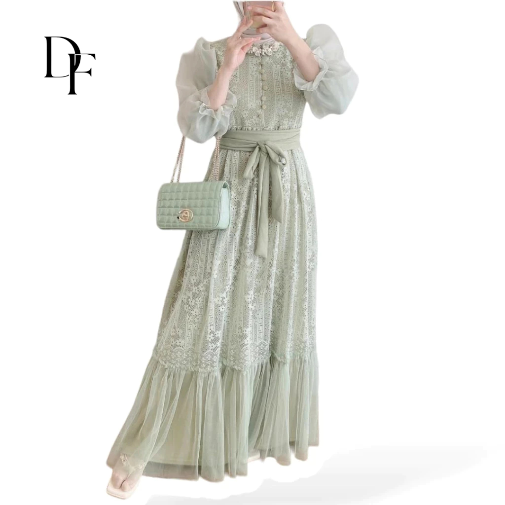 INARA MAXI DRESS BROKAT IMPORT / ADA SIZE M L XL 2XL / FASHION WANITA MUSLIM KONDANGAN TERBARU / LVR