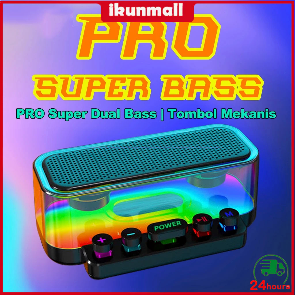 Speaker Bluetooth Soundbar Super Bass JBL Original 2 Speaker Wireless RGB Tombol Mekanis Transparent