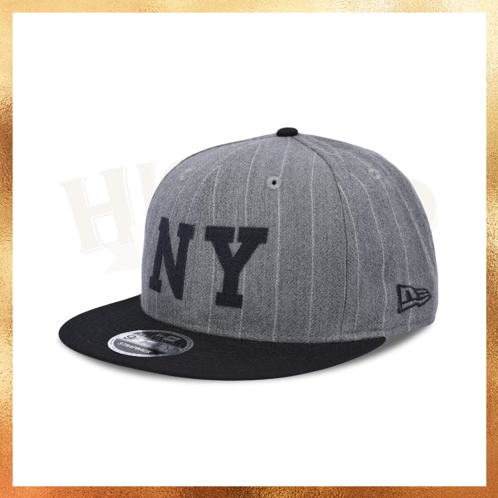 Topi New Era NY Logo Flapin Stripe Original Fit Grey 9FIFTY  Hat  Original