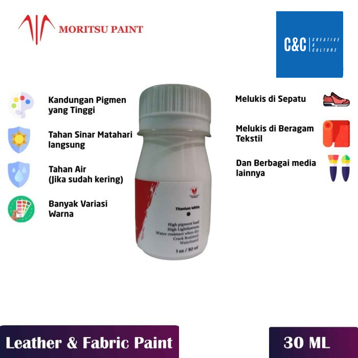 Terlaris Moritsu Leather And Fabric Paint Premium - Moritsu Cat Sepatu 30Ml