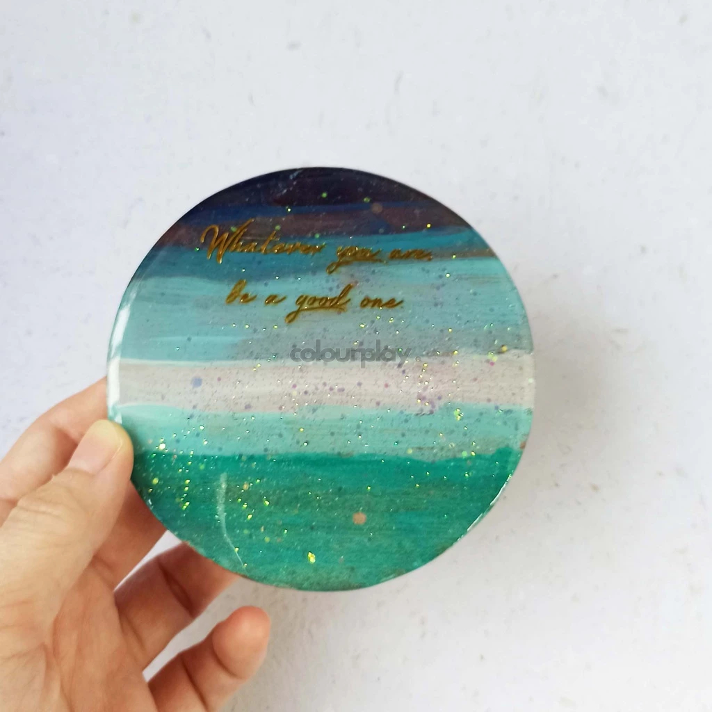 Quotes Resin Coaster Tatakan Gelas Mix Kayu dan Resin | Trinket Dish